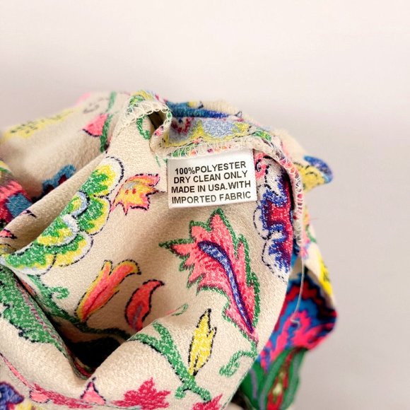 Glam Off the Shoulder Neon Paisley Blouse Size Small - Picture 6 of 6